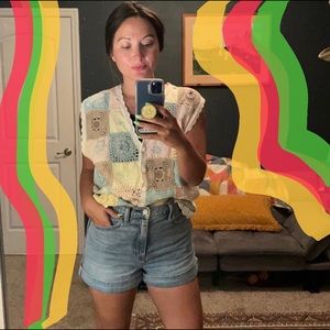 Vintage patchwork knit sweater vest.